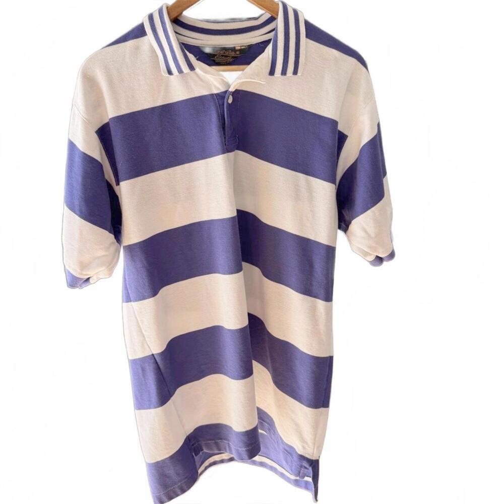 Eddie Bauer Polo Rugby 90's Striped‎ Purple Short Sleeve Shirt No Size